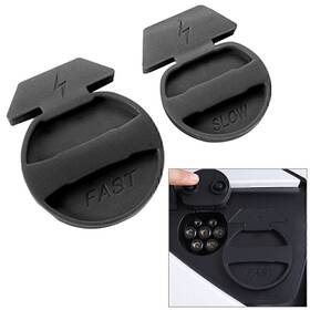 Dictorcoltd 550748572586 2x New Black Charging Port Waterproof Dust Cover For Tesla Model 3 2018-20 Lhd