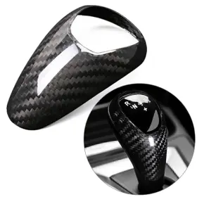 Dictorcoltd 550748575389 Carbon Fiber Interior Black Gear Shift Knob Cover Stickers Trim For Bmw M3 M5