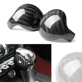 Enen-tradingusa 612050629560 Interior Gear Shift Knob Trim Cover Fit Ford Mustang 15-19 Carbon Fiber Black