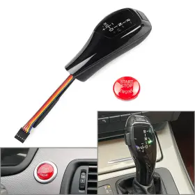 Enen-tradingusa 612069661834 Led Gear Shift Knob And Red Start Stop Button Cover Fit Bmw 1 3 5 6 7 Series Black