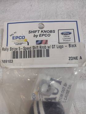 Epco 389103 Epco/rally Stripe/ 5-speed /shift Knob/gt Logo/ Black/ Jam Nut /389103