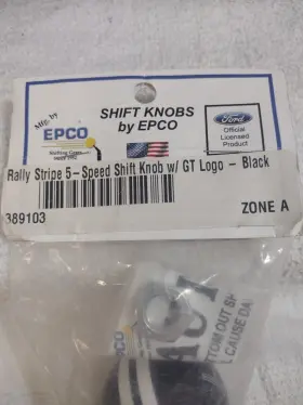 389103 Epco Epco/rally Stripe/ 5-speed /shift Knob/gt Logo/ Black/ Jam Nut /389103