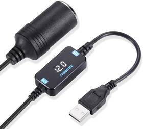 Farsense Uc12-cg Usb A To 12v Cigarette Lighter Adapter-usb C Dc 5v Step Black