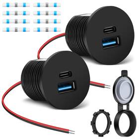 Filluck F1-ci04-00057bk-001-w Rv Usb Outlet 12v/24v Quick Charger Dual Pd3.0 And Qc3.0 Fast Charger