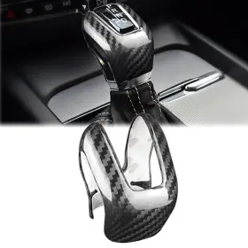Flashbuyeasyusa 550728647167 Gear Shift Knob Cover Trim Fit Volvo Xc60 Xc90 S60 S90 V60 V90 Carbon Fiber Blk
