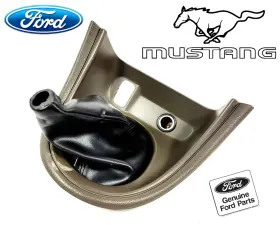 Xr33-63045b44-ecbja6 Ford 99-00 Mustang Manual Leather Shifter Bezel Trim Boot - Dk Parch Oem Tan