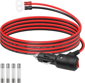 Gelrhonr Lh-727 Car Cigarette Lighter Male Plug To O Ring Terminal With On Off