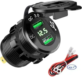 Gc002gr Gemcoo Quick Charge 3.0 Dual Usb Car Charger Socket 12v/24v 36w Qc3.0 Green