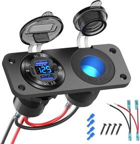 Hapytrip 06-01l 12v Usb Outlet Marine Switch Panel Plug Pd3.0 And Dual Qc3.0 Charger Socket