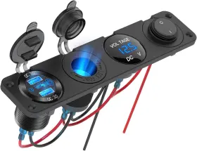 2001vs Hapytrip 4 In 1-12v Usb Outlet Rv Accessories Marine Charger Socket Voltmeter Switch