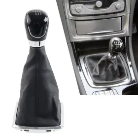 Hukyu 612046338148 New Abs Shift Gear Knob 6 Speed With Leather Boot For Ford Focus Mk2 C-max Kuga