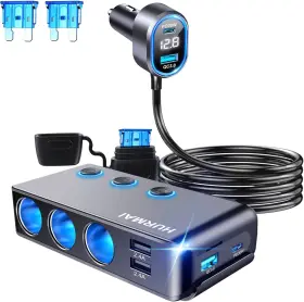 Hc67ad Hurmai 9 In 1 Cigarette Lighter Splitter 264w 3 Socket Car