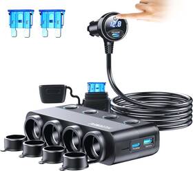 Hurmai Hs75ad Cigarette Lighter Splitter Adapter 216w 4 Socket Heavy Duty Truck Car Black