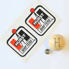 3-spd-knob Hurst Vintage Usa Real 1970s 3 Speed Manual White Shifter Knob 3/8-16 Thread
