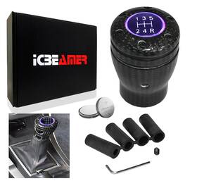 Icbeamer Knob-cb-pp-nxen-l1p01-a Jdm Carbon Fiber Shift Knob Purple Led Sport Racing Manual Threaded Shifter Z110