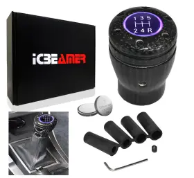 Knob-cb-pp-nxen-l1p01-a Icbeamer Jdm Carbon Fiber Shift Knob Purple Led Sport Racing Manual Threaded Shifter Z110
