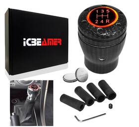 Icbeamer Knob-cb-rd-nabl-l1p01-a Jdm 100% Real Carbon Fiber Manual Shifter Gear Shift Knob With Led Red Light F32