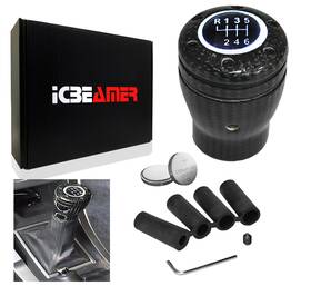 Icbeamer Knob-cb-wh-nxen-l1p01-a Jdm Racing Style Carbon Fiber Led White Light Sport Manual Gear Shift Knob W135