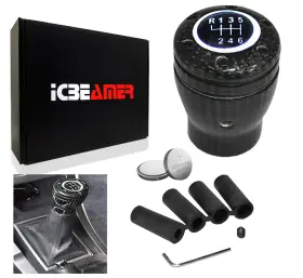 Knob-cb-wh-nxen-l1p01-a Icbeamer Jdm Racing Style Carbon Fiber Led White Light Sport Manual Gear Shift Knob W135