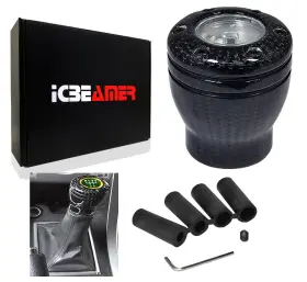 Knob-cb-yl-nxen-l1p01-a Icbeamer Jdm Carbon Fiber Shift Knob Yellow Led Sport Racing Manual Threaded Shifter V162