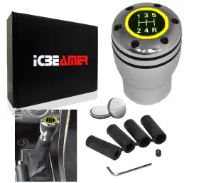 Knob-qq-yl-nabl-l1p01-a Icbeamer Jdm Race Style Sport Manual Gear Aluminum Shift Knob With Led Yellow Light G259