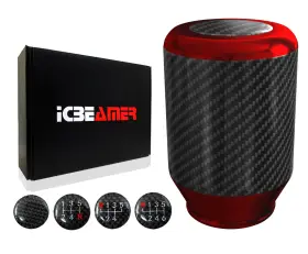Knob-sn05-rd-nxen-l1p01-a Icbeamer Jdm Red Aluminum With Carbon Fiber Manual Gear Stick Shift Knob 5 6 Speeds A27
