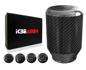 Knob-sn05-sl-naff-l1p01-a Icbeamer Jdm Silver Aluminum With Carbon Fiber Manual Transmision Shift Knob 5 6 Speed L12