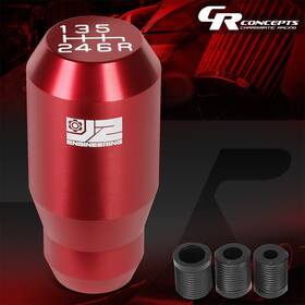 J2 Engineering Crc-j2sk012rd Red 38x79mm Billet Aluminum 6 Speed Manual Shift Knob 3pcs Thread Adapters