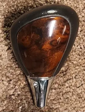 C2p12145leg Jaguar Oem 2007-2015 Xk Xkr Black Leather And Woodgrain Shift Knob With Chrome Base