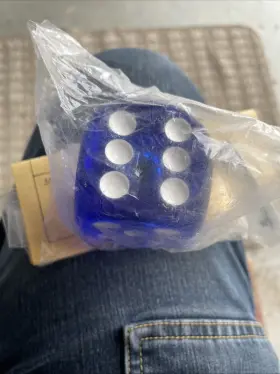 70016 Jen E Blue Dice White Dots Gear Shifter Handle Shift Knob New Old Stock