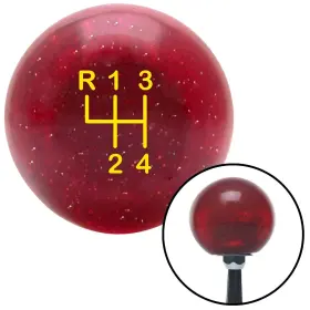 Jlm97ea6 Johnny Law Motors Yellow Shift Pattern 3n Red Metal Flake Knob With M16x1.5 Insert Sbc
