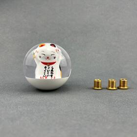 Jonjea Us-sk-1077-w-xz Manual Lucky Cat Shift Knob Maneki Neko Round Ball Gear Shifter Head Universal