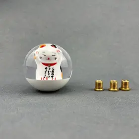 Us-sk-1077-w-xz Jonjea Manual Lucky Cat Shift Knob Maneki Neko Round Ball Gear Shifter Head Universal