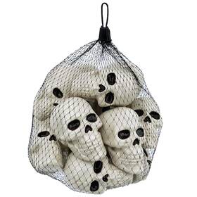 Just For Party Js-w84133 16 Pcs Halloween Plastic Skulls Head Decor Bag Large White