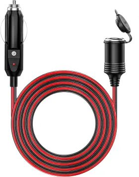 Y8-4a Kewig 12/24v Car Cigarette Lighter Extension Cord - 13ft 13 Ft Black And Red
