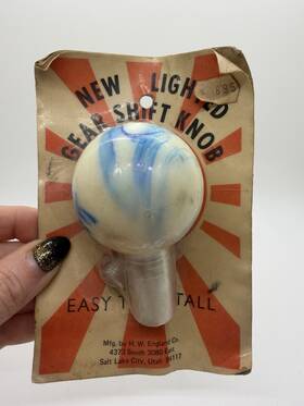 Knor Knob A1nc Vintage Noss New Lighted Gear Shift Blue And White Agate Marbled Sealed