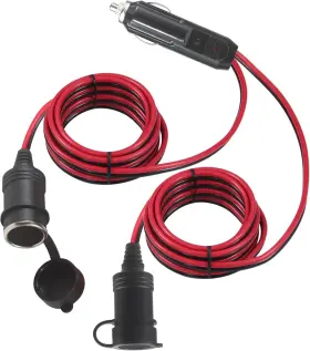 Kc-ca-13 Kuncan 4ft Dual Socket Extension Charger Port Cable 12v 2-way Car
