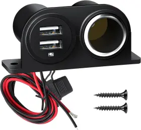 Cls161a1-1 Lehkg Dual Usb Outlet Cigarette Lighter Socket Splitter 12v 4.2a Black-1 1p