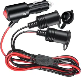 Le1t2cz-3 Lehkg 1 To 2 Car Cigarette Lighter Splitter Adapter With On Off Switch 12v 3ft 1p
