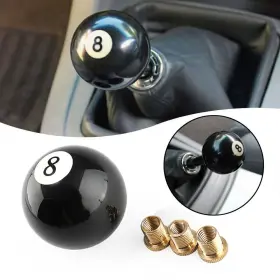C249-a016-a Madhornets Universal No.8 Billiard Ball Gear Shifter Black Round Shift Knob With 3 Adapters V C249-a016-a Madhornets Universal No.8 Billiard Ball Gear Shifter Black Round Shift Knob With 3 Adapters V