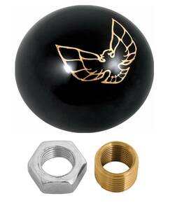 Oer D53401-d69002 Solid Black And Gold Shift Knob 3/8-16 Adapter 1970-1981 Firebird/trans Am