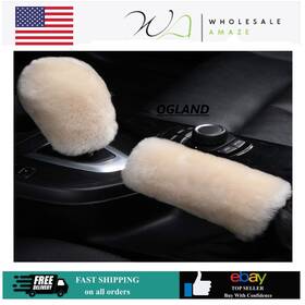 Ogland Og-gsc02 Fluffy Natural Fur Sheepskin Car Gear Shift Cover Australian Merino