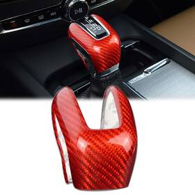 Onegogogo 311000312421 Carbon Fiber Gear Shift Knob Cover Trim For Volvo Xc60 Xc90 S60 S90 V60/90 Red