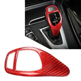 Onestart 834561440391 Carbon Fiber Red Gear Shift Knob Cover Trim For Bmw 1 2 3 4 5 6 Series X3 X5 X4