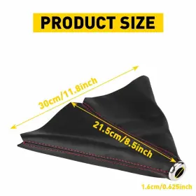 Xpd-sbg-59844 Oxilam Universal Black Leather Manual Auto Shift Shifter Boot Cover With Red Stitching