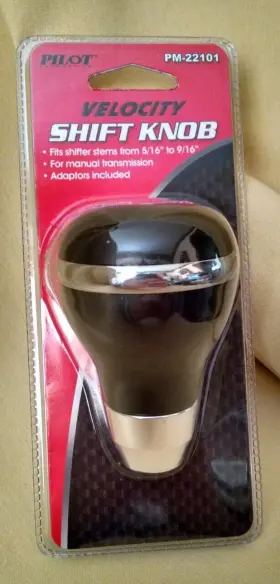 Pm-22101 Pilot Automotive Shifter Knob New Black Chrome Velocity Shift Auto 5/16 Inch To 9/16