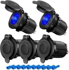 001-qd Qidoe 5 Pcs Cigarette Lighter Socket 12v Dc 24v Car Marine Motorcycle Power