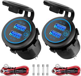 Qidoe Qd13-2 2 Pack 12v Usb Outlet Quick Charge 3.0 Dual Power With Black