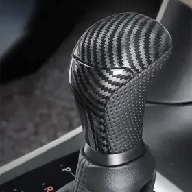 Qiiluz83hw74gkc Qiilu Black Leather Carbon Fiber Replacement Gear Shift Knob Shifter For 2014