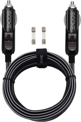 Sccke-00142 Sccke Heavy-duty 20a 10ft / 3.05m 14 Awg Male To Plug Cigarette Lighter Black